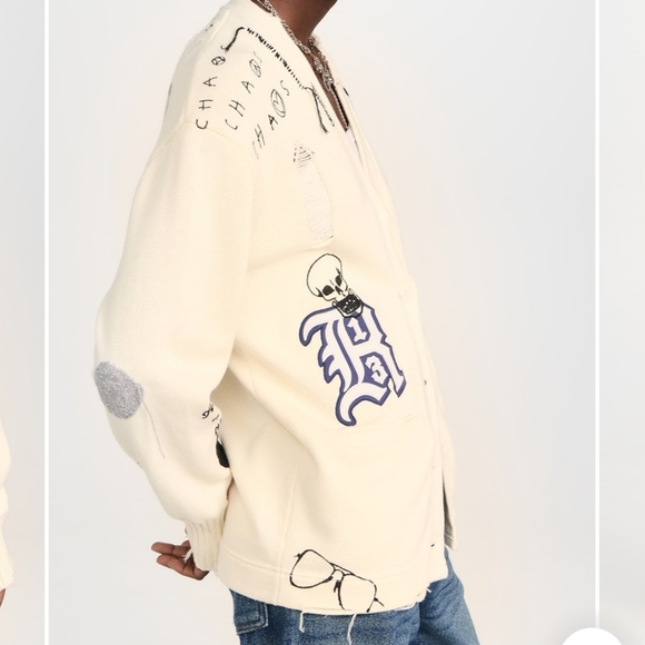 R13 Distressed Graffiti Cardigan Sweater - Picture 4 of 16